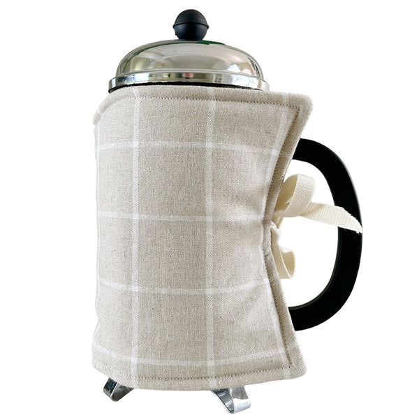 Coffee Cozy ~ Linen Check Tan