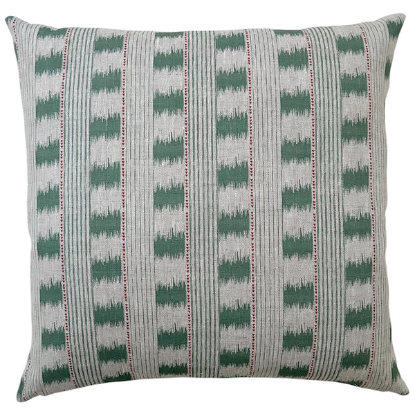 NEW IN! Ikat Stripe Green Linen 50x50 cm
