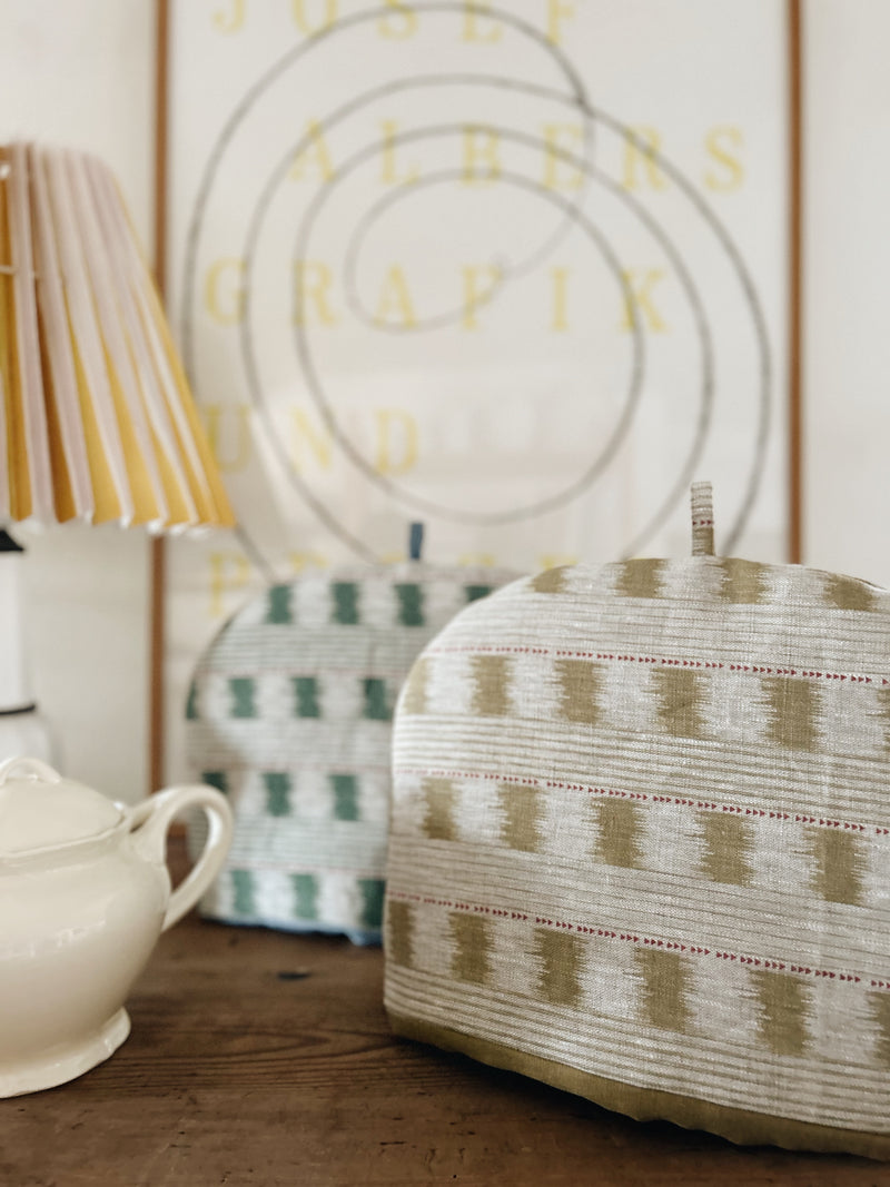 Tea Cozy ~ Ikat Stripe Green Linen