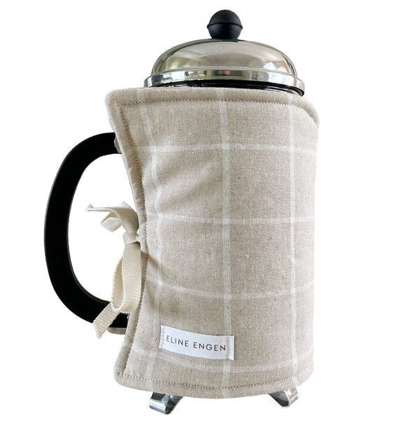 Coffee Cozy ~ Linen Check Tan