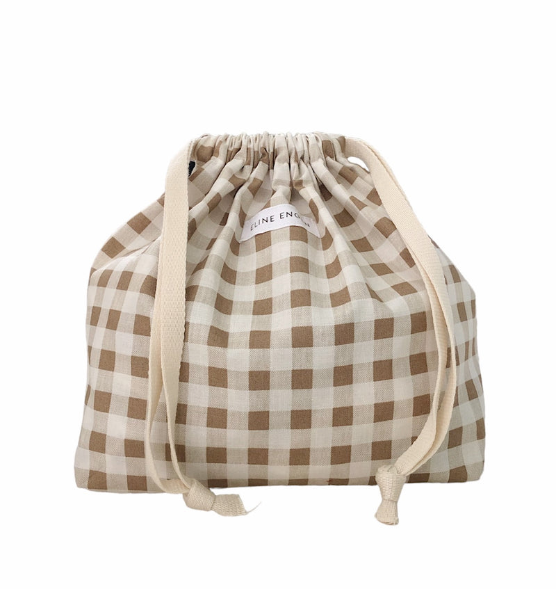 Beige Check Storage / Project Bag Small